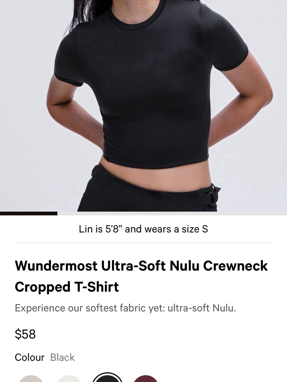 Lululemon Ultra-Soft Nulu Crewneck Cropped T-Shirt - Black